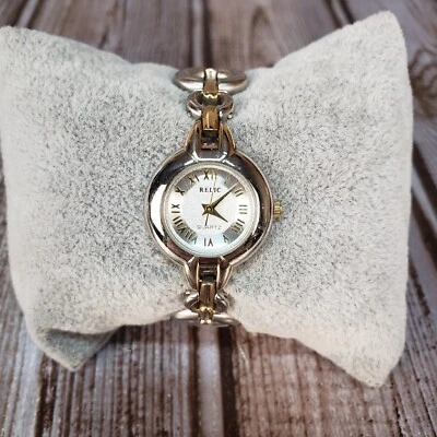 $17.12 • Buy RELIC Women's Watch Gold/Silver Tone Bracelet  ZR-33010 NEW BATTERY INSTALLED