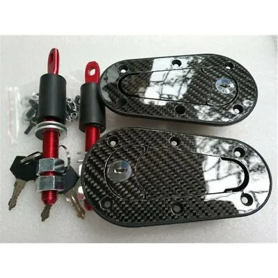 Racing Car Carbon Fiber Hood Pin Plus Flush Mount Latch Kit Lock +Keys TOS • $34.89