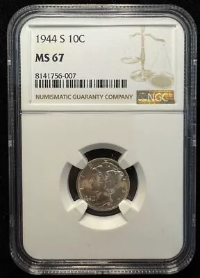 1944 S 10C Mercury Dime NGC MS 67 • $82