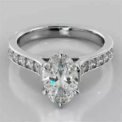 2.50 Ct Oval Cut Diamond Lab Created 14K White Gold Plated Engagement Ring • $77.92