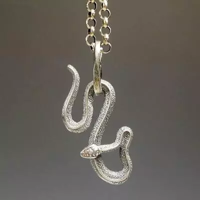 Unique Cool Solid Sterling Silver Coiled Snake Serpent Small Pendant Men Unisex • $22