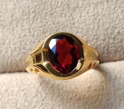 Natural Red Garnet 14K YELLOW GOLD MEN'S RING STATEMENT 14K GOLD MEN RING. • $510