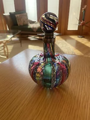 Lucy Bergamini Blown Glass Vase Perfume Bottle Zanfirico Cane • $30