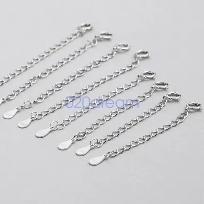 2PC 925 Sterling Silver Safety Chain Extenders Necklace  Extencion Lobster Clasp • $7.97