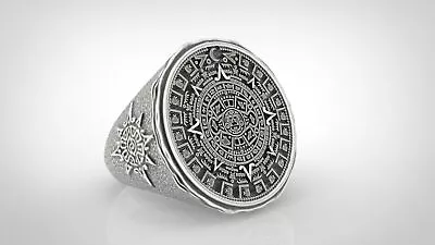 Aztec Calendar Mayan Ring Sterling Silver 925 • $100