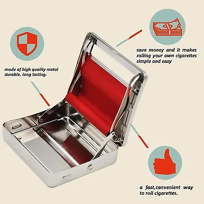 Metal Cigarette Case Manual Cigarette Roller Cigarette Rolling Machine • $7.79