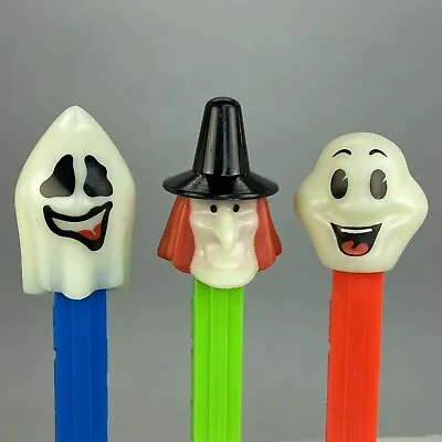 Glow In Dark Faces Misfit Witch White Face Ghost Naughty Neil Happy Henry PEZ   • $10.07