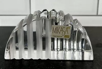 Mikasa Lead Crystal Candle Holder - Yugoslavia - Original Sticker • $18