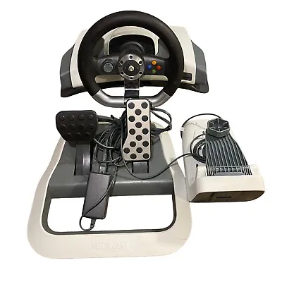 Xbox 360 Wireless Force Feedback Steering Wheel W/Pedals And Power Cord • $74.99