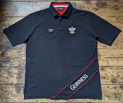 Cotton Traders Wales X Guinness S/s Mens Rugby Black Classic Shirt Jersey Top XL • £29.99