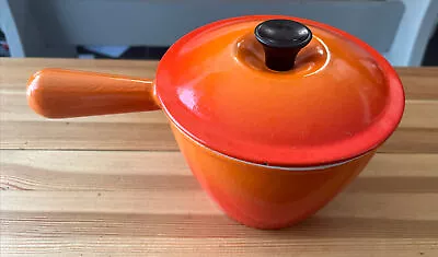 Le Creuset Enamel Cast Iron Fondue Pot (FB) Sauce Pan With Lid Orange • £30