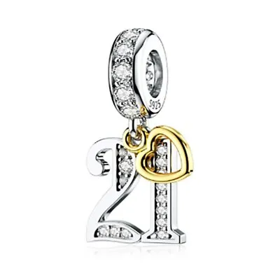 $26.99 • Buy S925 Silver & Gold Pl Hanging 21st Milestone Birthday Charm By Unique Designs