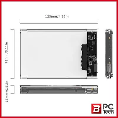 ORICO 2.5 Inch Transparent USB3.0 Hard Drive Enclosure • $25