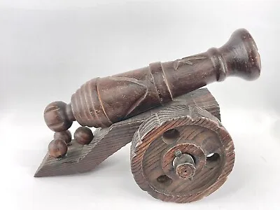 Vintage Wooden Carved Cannon 14  • $124.95