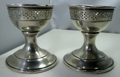 Matching Set Sterling Silver Beaded Open Work Champagne Glass Holders No Mono!!  • $89.99