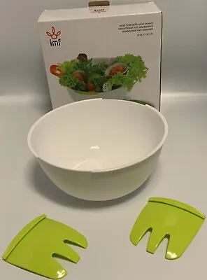 White Plastic Round Salad Kitchen Baking Salad Serving Bowl Bakeware With Server • £14.95