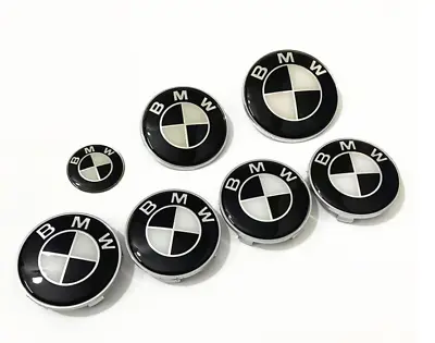 $29.96 • Buy 7PCS/Set Of BMW Full Black Boot Bonnet Badges Alloy Wheel Caps AU