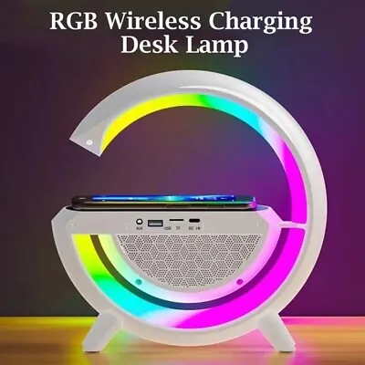 Atmosphere Light Wireless Charger Alarm Clock Smart Desk Lamp Bluetooth Radio AU • $45