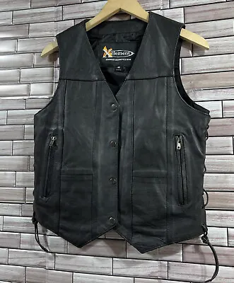 $45.99 • Buy X Element Advanced Motorcycle Black Leather Vest Medium Mens Zip Pockets