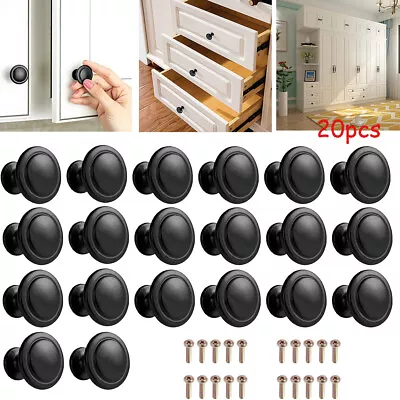 20Pcs Door Knobs Cabinet Handles Cupboard Drawer Kitchenathroom Metal Black • £7.75