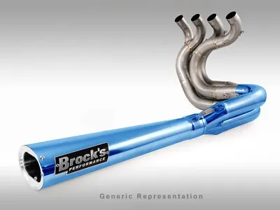 Brock's TiWinder Blue Full Exhaust W/ 18  Muffler Race Baffle GSX-R1000 07-08 • $2374.05