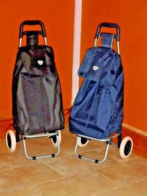  A Lightweight Shopping Festival Trolley With 2 Chunky Wheels In (BlackNavy). • £12