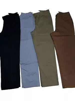 Cabin Creek Cotton Casual Dress Pants Lot Slacks 12 Blue Green Brown — LOT Of 4 • $58.50