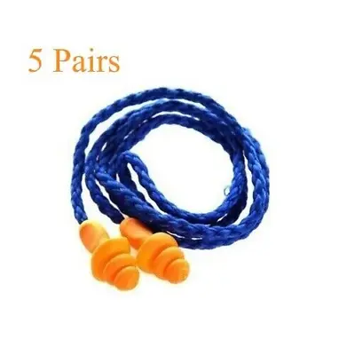 Ear Plugs 5 Pairs Soft Reusable Ear Plug For Noise Cancelling Sleep Swim & Work • £3.75