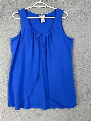 Monroe And Main Shirt Womens XL Blue Scoop Neck Sleeveless Blouse Cotton Blend • $10.88