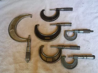 6 Vintage Machinists Micrometers - Different Makers Different Sizes FREE SHIP • $79.95