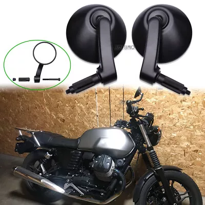 For Moto Guzzi V7 II 850 Round Motorcycle Handle Bar End Side Mirrors 7/8'' 1''  • $30.13