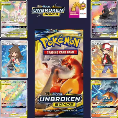 S&M Unbroken Bonds Singles - Pokemon Trading Card Game Holo Reverse GX Rares • $1.25