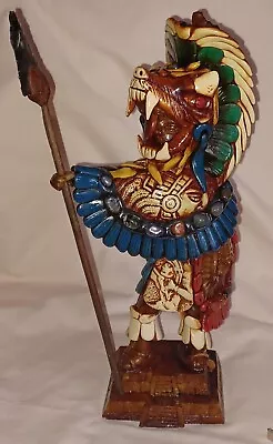 $59.99 • Buy Mexican Aztec Folk Art Teotihuacan Warrior W Spear Polished Stone Gems