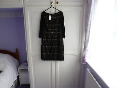 £10 • Buy New Jessica Howard Ladies Black Lace Dress With Nude Lining Tag Size 16