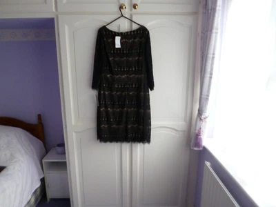 £10 • Buy New Jessica Howard Ladies Black Lace Dress With Nude Lining Tag Size 16