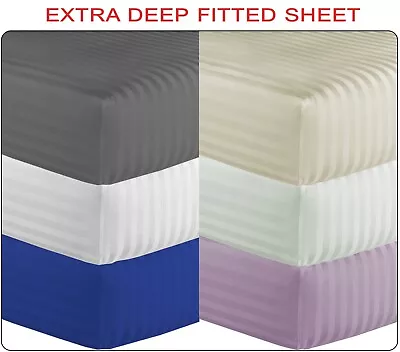 Extra Deep Fitted Sheet 300tc 100% Egyptian Cotton Bed Sheet Double Super King • £10.99