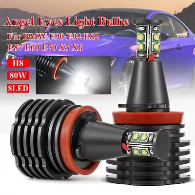 80W H8 LED CREE Angel Eyes Halo Ring Bulbs For BMW E90 E92 E93 E60 E61 X5 X6 Z4 • $38