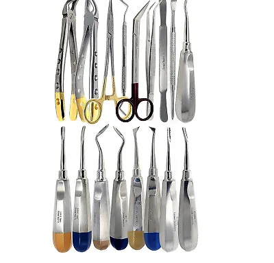 German 17 Pc Oral Dental Surgery Extracting Elevators Forceps Needle Holder Set • $152.84