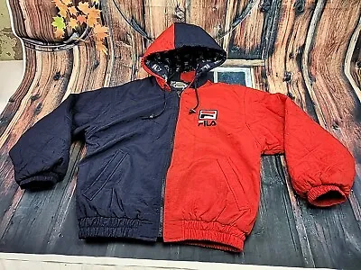 Vintage 90s Fila Puffer Hoodie Jacket  Men's Size XL (H3) • $49.99