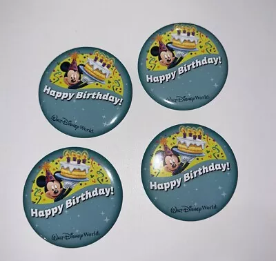 4 NEW Walt Disney World Disney Parks HAPPY BIRTHDAY 3  Buttons Mickey Mouse Pins • $9.99