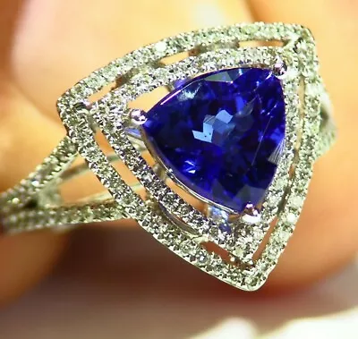 2.93CT 14K Gold Natural Tanzanite Diamond AAAA Grade Engagement Ring Vintage  • £1766.90