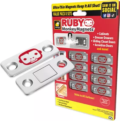 RUBY Monkey Magnets AS-SEEN-ON-TV Ultra-Thin Magnetic Plates Keep It All Shut • $24.90