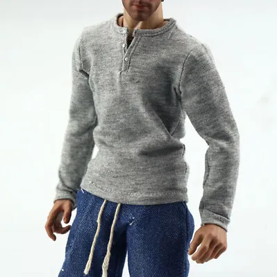 Gray Long Sleeve T-shirt Model For 1/6 Male Phicen TBLeagure HT Figure Doll Toy • $12.34