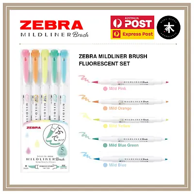 $16.70 • Buy Zebra Mildliner Double-Sided Pastel Brush Pen - Fluorescent - 5 Colour Set