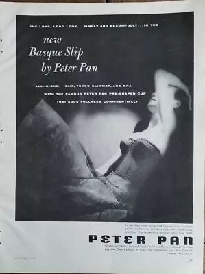 1955 Women's Black Peter Pan Basque Taffeta SLIP BRA Vintage Fashion Ad • $9.99