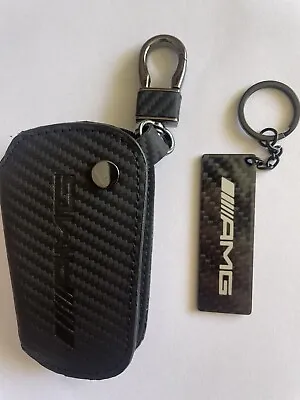 Carbon Fiber Key Cover Case Holder AMG Keychain For Mercedes Benz CLA GLA A C E • $94.95