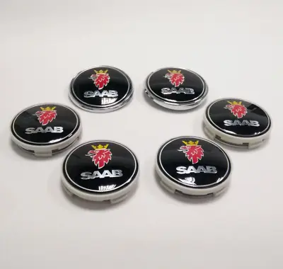 6pcs Black 68mm Hood Bonnet Trunk Boot 63mm Wheel Center Caps Emblems Fit SAAB • $17.85