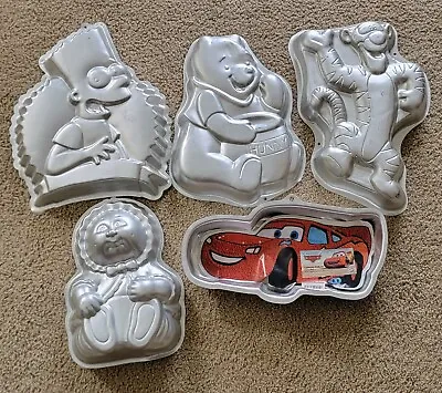 Wilton Cake Pans Tigger Winnie The Pooh Bart Cabbage Lightning McQueen Lot Of 5 • £38.54