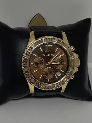 Michael Kors MK5873 Women's Black Leather Analog Dial Quartz Genuine Watch BP634 • $59.99