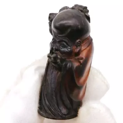 Japanese Wooden NETSUKE  FUKUROKUJU  Antique Hand Carved Interior OTA690 • £233.24